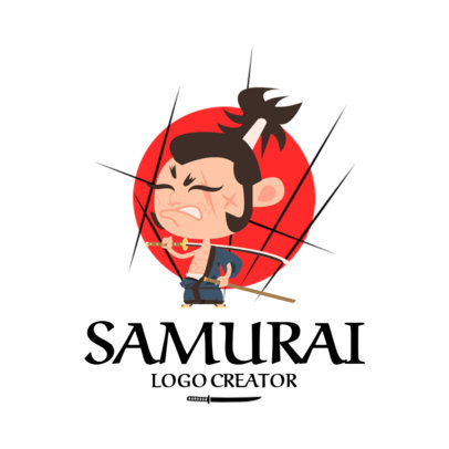 Logo Template Featuring Samurai Cartoon Characters