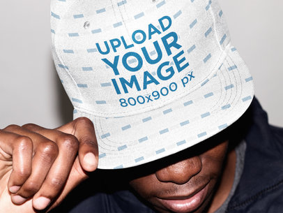 Mockup of a Man with a Sublimated Snapback Hat On 35708
