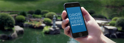 iPhone 5S Mockup Featuring a Chinese Pond 77177w