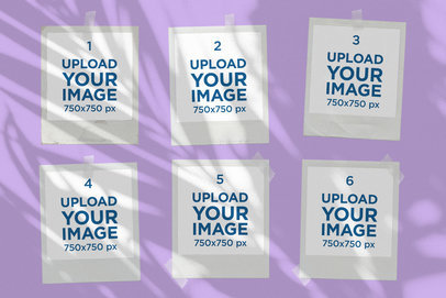 Mood Board Mockup of Six Polaroids Featuring a Palm Shadow 3901-el1