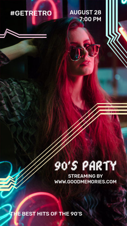 Instagram Story Template for a Retro Party Announcement 1228c-el1