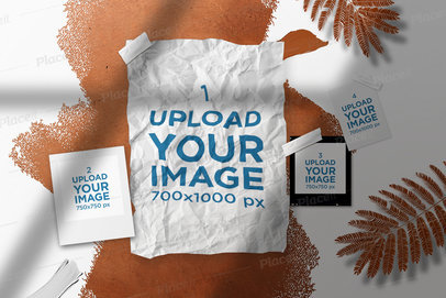 Moodboard Mockup Featuring a Background with Leaves 3893-el1