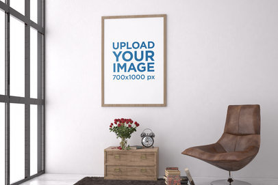 Minimalistic Mockup of an Art Print Frame in an Elegant Room