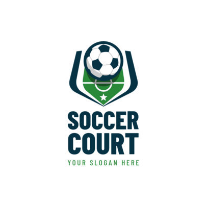 Sports Logo Creator Featuring a Ball in a Soccer Court