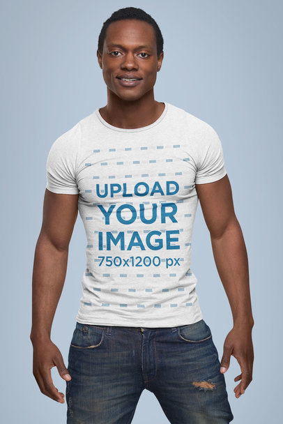T-Shirt Mockup of a Muscled Man with Short Hair at a Studio 34093-r-el2