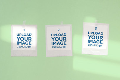 Mood Board Mockup Featuring Three Instant Photos on a Plain Background 3903-el1