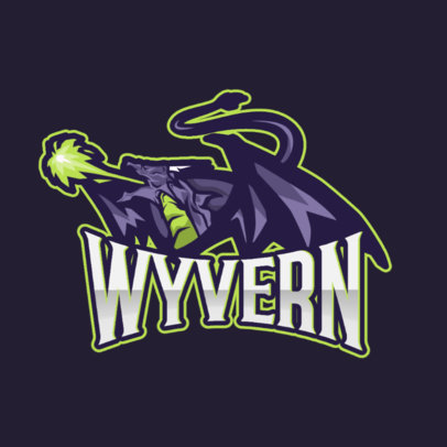Illustrated Logo Template for Gamers Featuring a Fierce Dragon Spitting Fire 