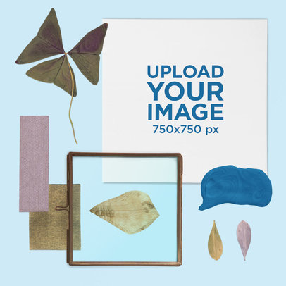 Moodboard Mockup Featuring a Picture and Dry Leaves 3858-el1