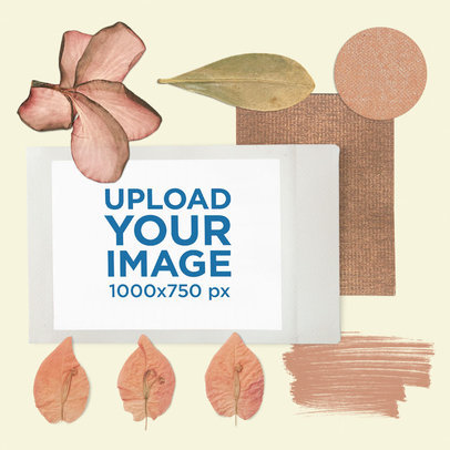 Moodboard Mockup of an Instant Picture Surrounded by Flowers 3861-el1