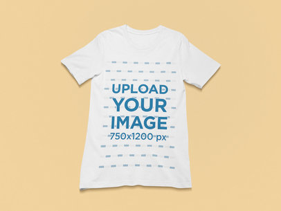 Flat Lay Mockup Featuring a Round Neck Tee Against a Customizable Surface