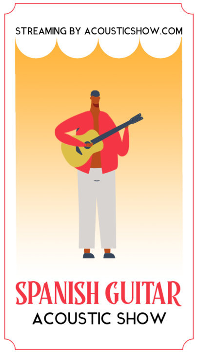 Instagram Story Template for an Online Concert Featuring a Guitarist Illustration 1360b-el1