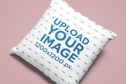 Mockup of a Squared Sublimated Pillow in a Minimalist Setting