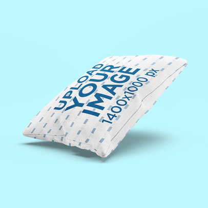 Mockup Featuring a Customizable Pillow Floating Against a Plain Backdrop 3252-el1