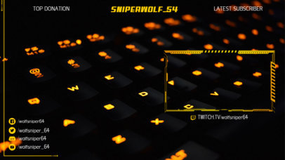 Twitch Stream Overlay Template Featuring the Picture of a Gaming Keyboard as Background 2512c