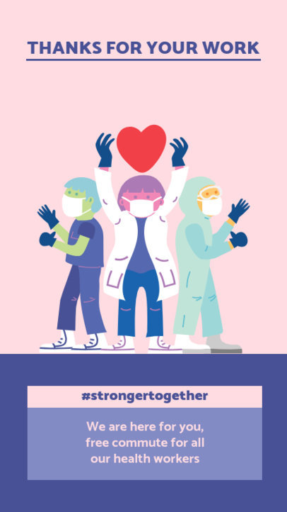 Illustrated Instagram Story Design Template Featuring Three Healthcare Workers 2502d