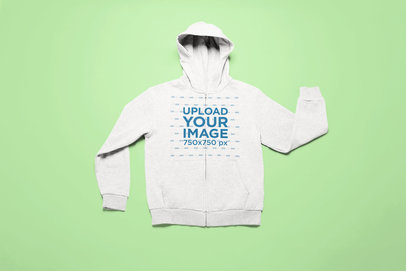 Front-View Mockup of a Full-Zip Hoodie on a Flat Surface