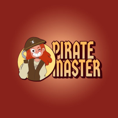 Gaming Logo Template Featuring a Smiling Pirate Cartoon