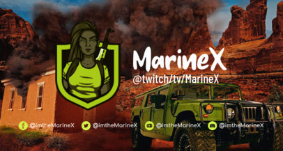 Twitch Banner Template with a Female Shooter Inspired by PUBG