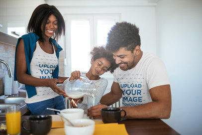 Mockup of a Mom with a Tank Top and a Dad with a T-Shirt Having Breakfast 34050-r-el2