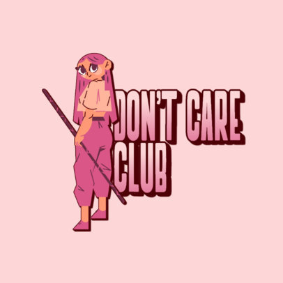 Cartoonish Logo Template Featuring a Female Fighter With an Urban Style