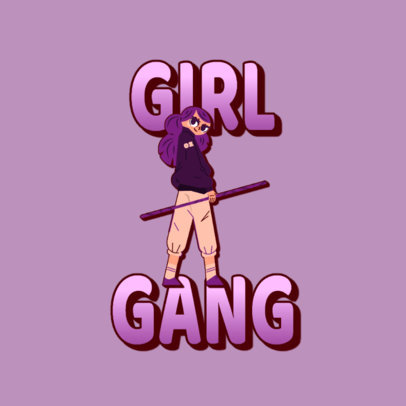 Gaming Logo Template for a Female Team Featuring a Cool Cartoon Character 