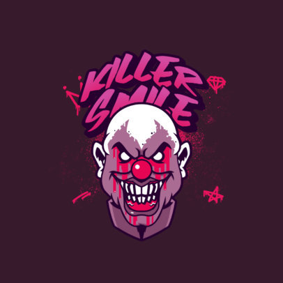 Gaming Logo Template Featuring a Clown with an Evil Smile