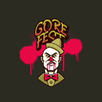 Logo Template for Horror Gamers with a Blood-Thirsty Clown Illustration 3233j