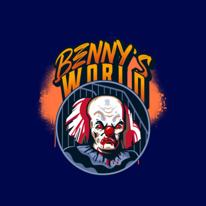 Logo Template for a Gaming Squad Featuring a Spooky Classic Clown
