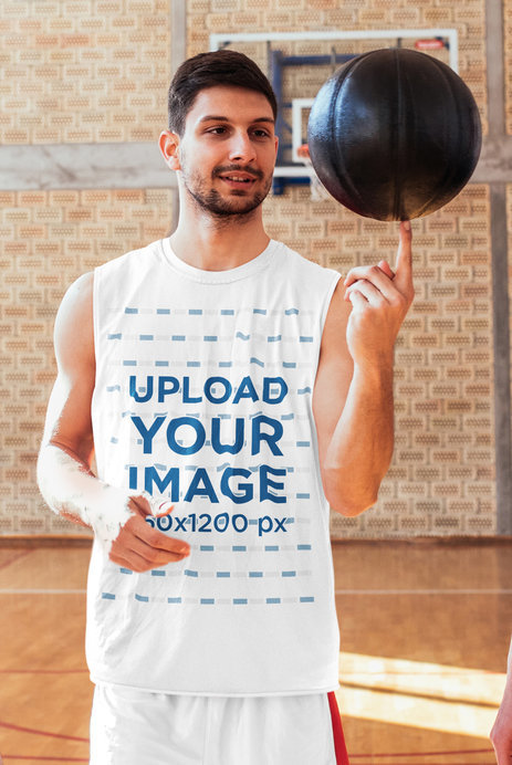 Sleeveless Shirt Mockup of a Man Spinning a Ball 