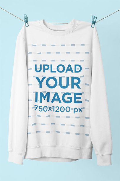 Mockup of a Round Neck Sweatshirt Hanging on a String