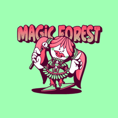 Gaming Logo Template with a Cartoonish Doll Character