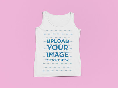 Front View Mockup of a Flat Laid Tank Top in a Minimalist Setting