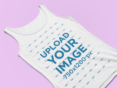 Tank Top Mockup Featuring a Customizable Solid Surface