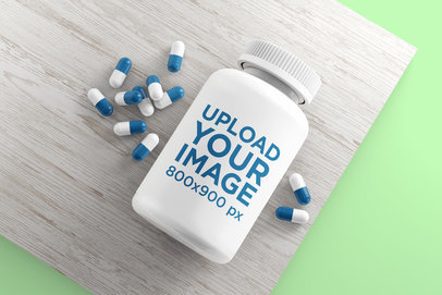 Pill Bottle Mockup Featuring Some Pills Around It