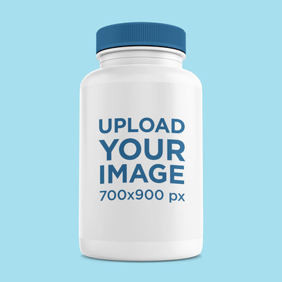 Pills Bottle Mockup Featuring a Customizable Background
