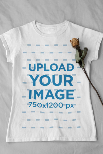 T-Shirt Mockup Featuring a Dry Rose 33870