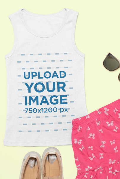 Mockup of a Tank Top for Girls Placed on a Flat Surface