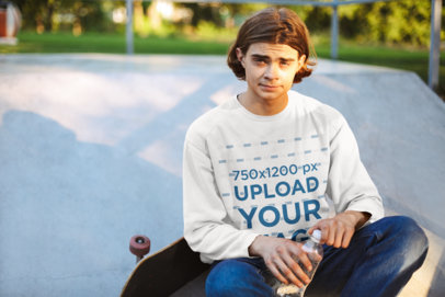 Mockup Featuring a Skater Wearing a Sweatshirt 