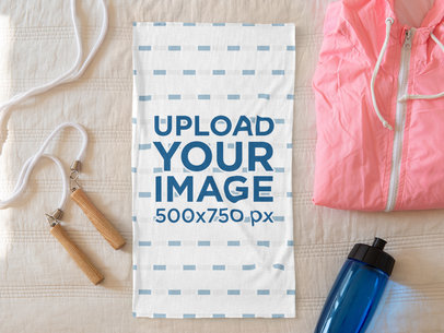 Mockup of a Folded Bandana by a Jumping Rope