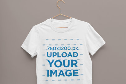 Minimalist Mockup of a T-Shirt Placed Facing Front on a Hanger 33933