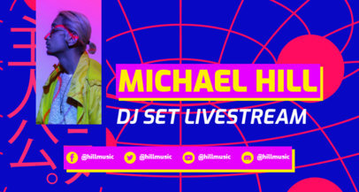 Twitch Banner Template with Neon Colors for a DJ Livestream
