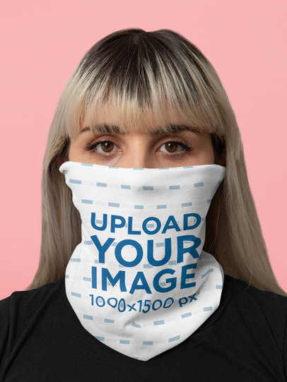 Mockup of a Woman Wearing a Neck Gaiter