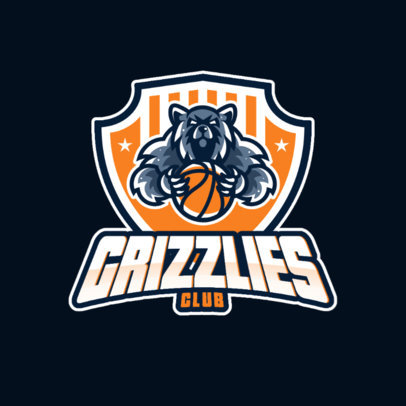 Basketball Logo Template Featuring a Grizzly Bear Graphic