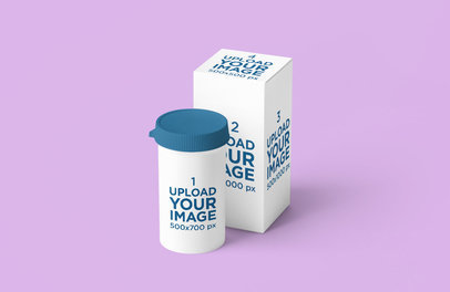Mockup Featuring a Pills Bottle and Its Box 