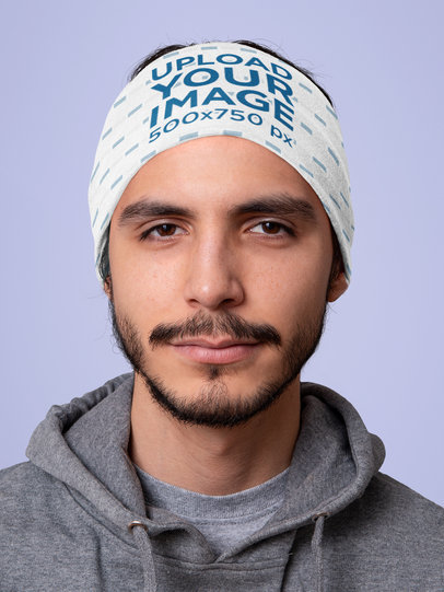 Mockup of a Man Wearing a Tubular Bandana over His Head