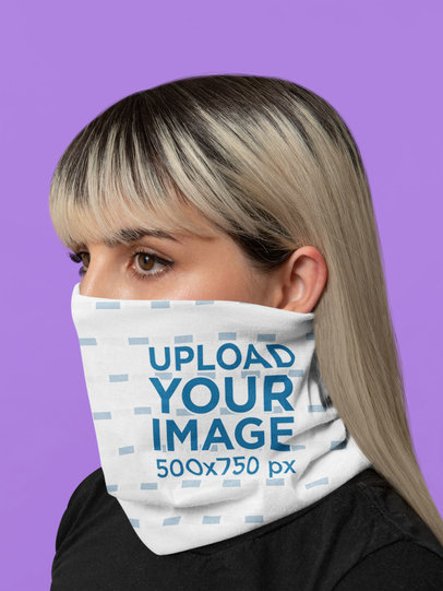 Neck Gaiter Mockup Featuring a Woman with Dyed Hair