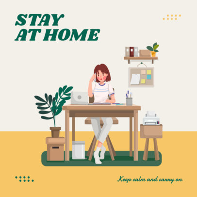 Instagram Post Maker With Illustrations of People Working From Home