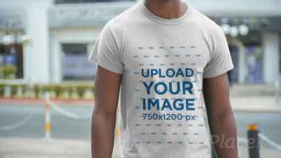 Cropped Face Video of a Man Wearing a T-Shirt in the Street