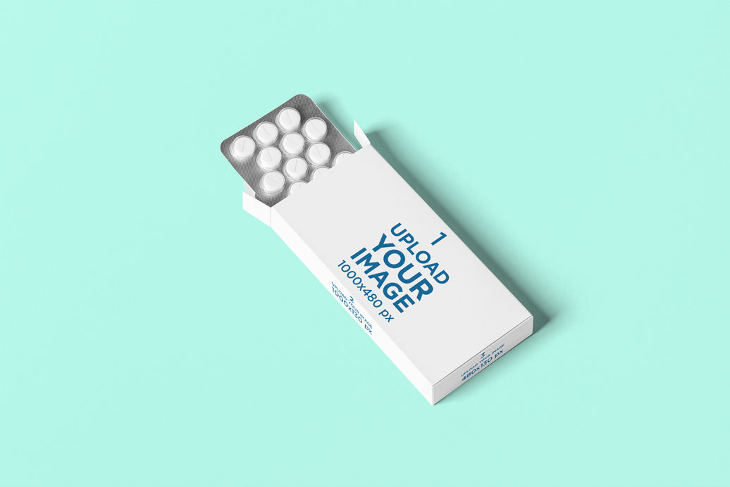Mockup of a Pills Box Featuring a Customizable Surface