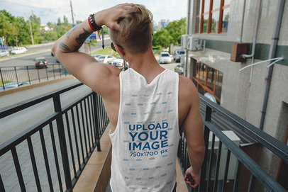 Back-View Mockup of a Man Wearing a Slouchy Tank Top 34043-r-el2